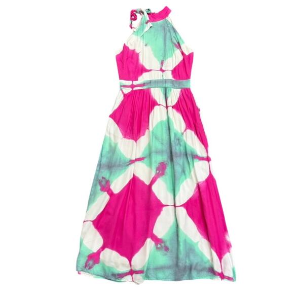 Busayo x RTR Tie Dye Halter Dress in Green/Pink, Size US 8 - Picture 4 of 8